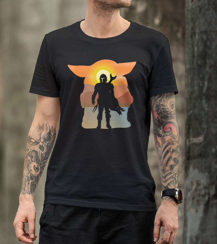 Adventures Of Mando And The Child Sunset T-Shirt