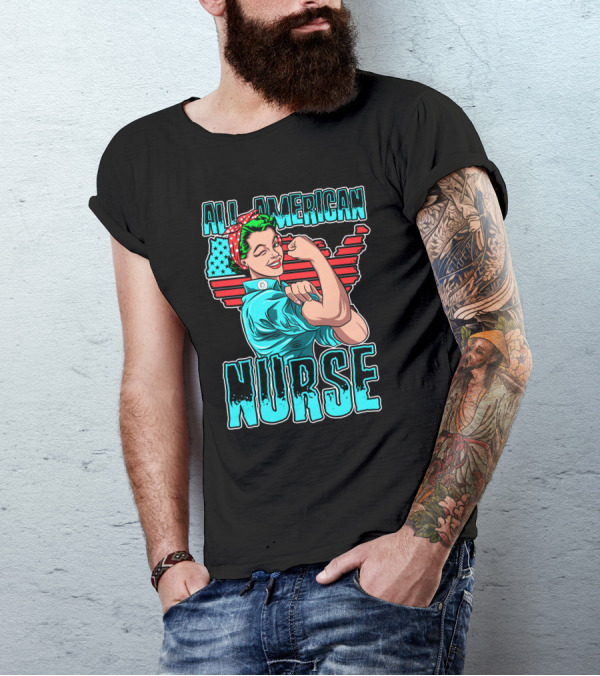 All American Nurse Rosie Flexing Pop T-Shirt