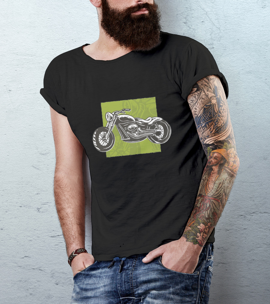 Black And White Motorcycle Vintage Stylized T-Shirt