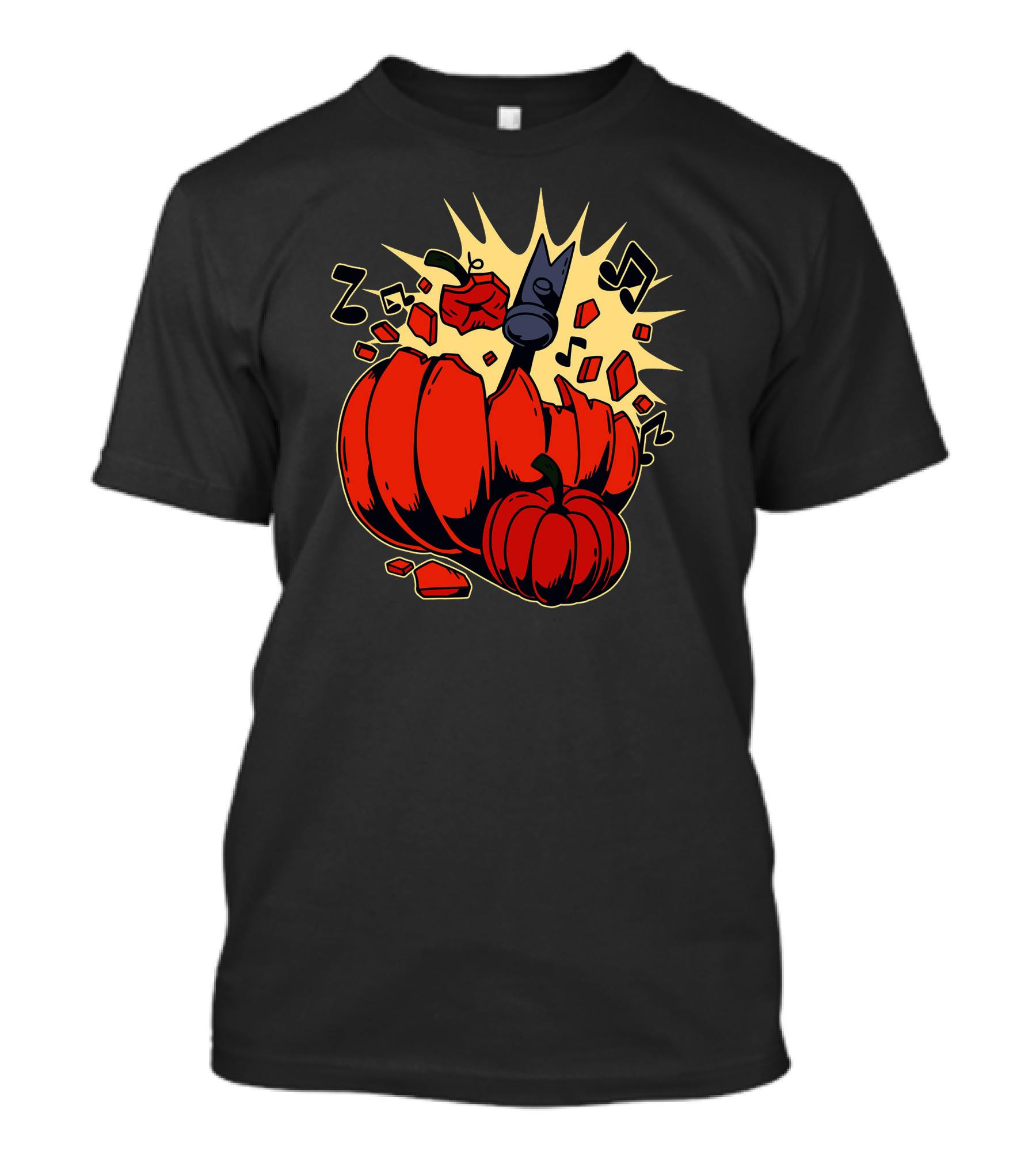 Breaking Pumpkin Smash With Musical Notes Explosion T-Shirt