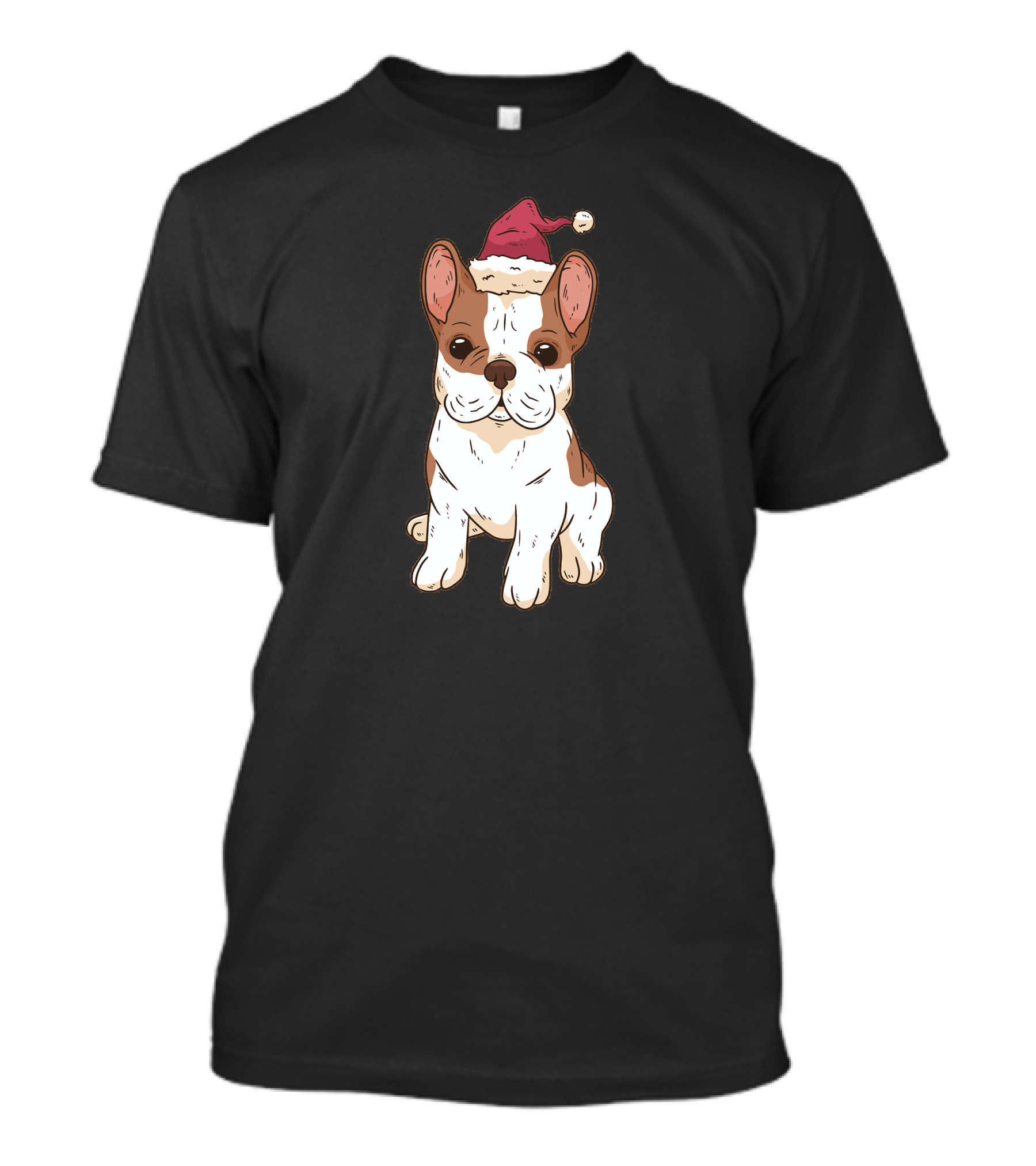 Bulldog Wearing Santa Hat T-Shirt