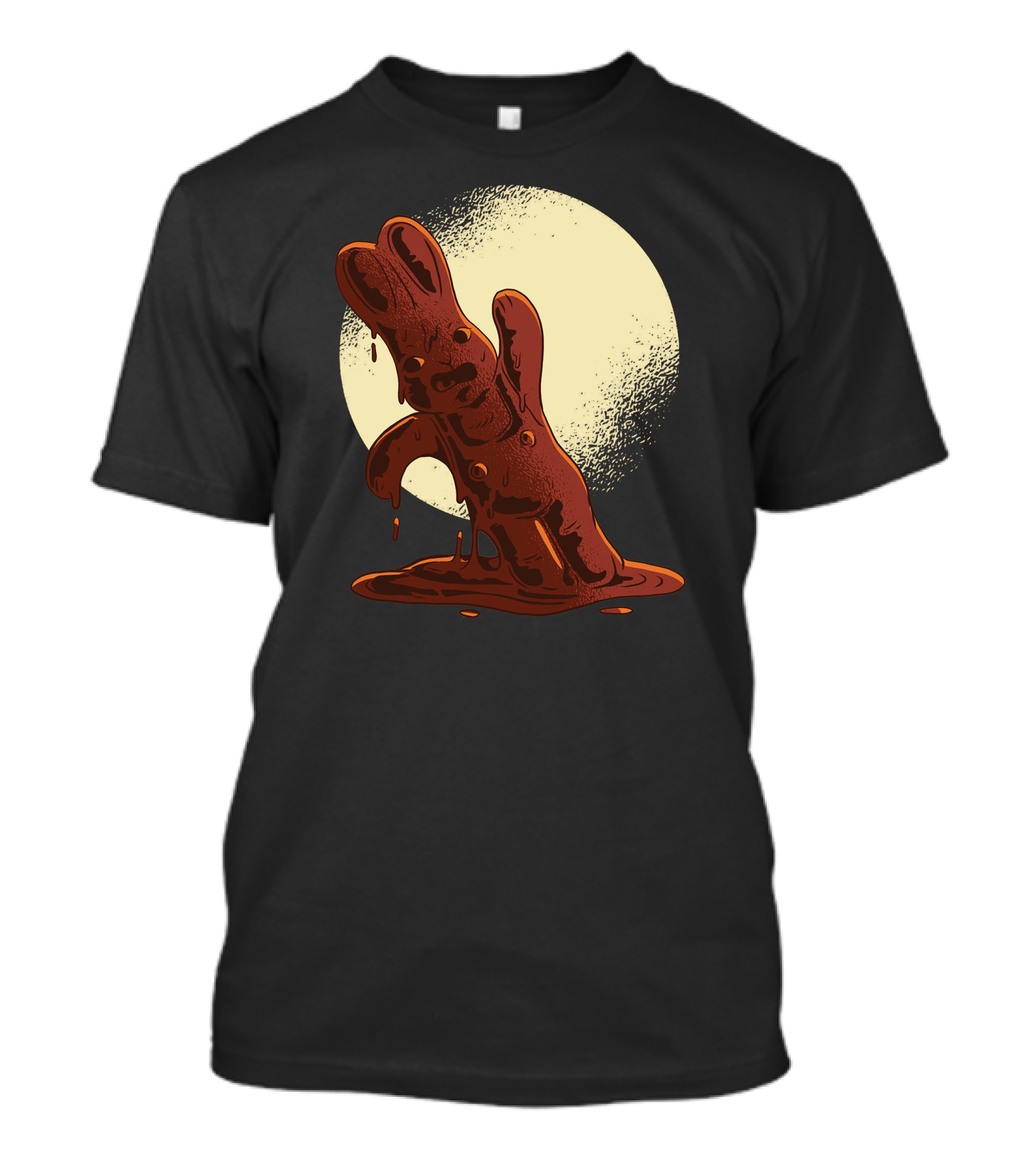 Melting Chocolate Easter Bunny Against Full Moon T-Shirt