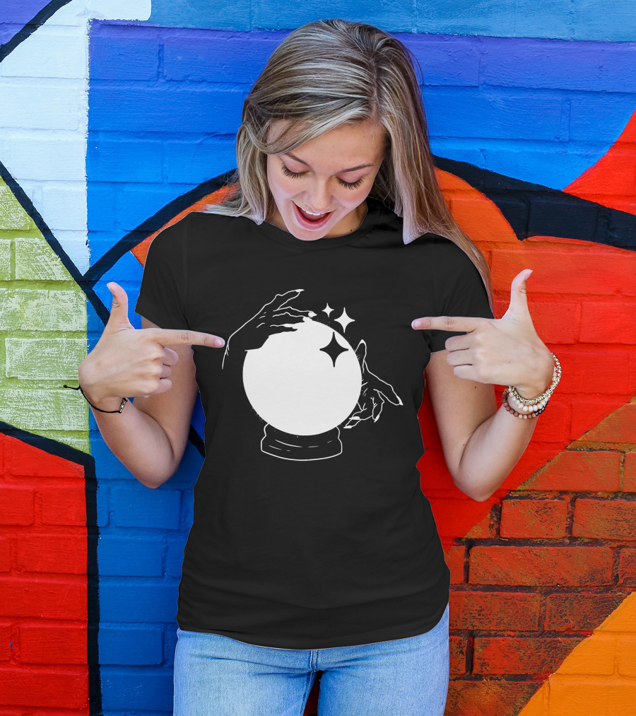 Crystal Ball Mystical Hands And Stars T-Shirt