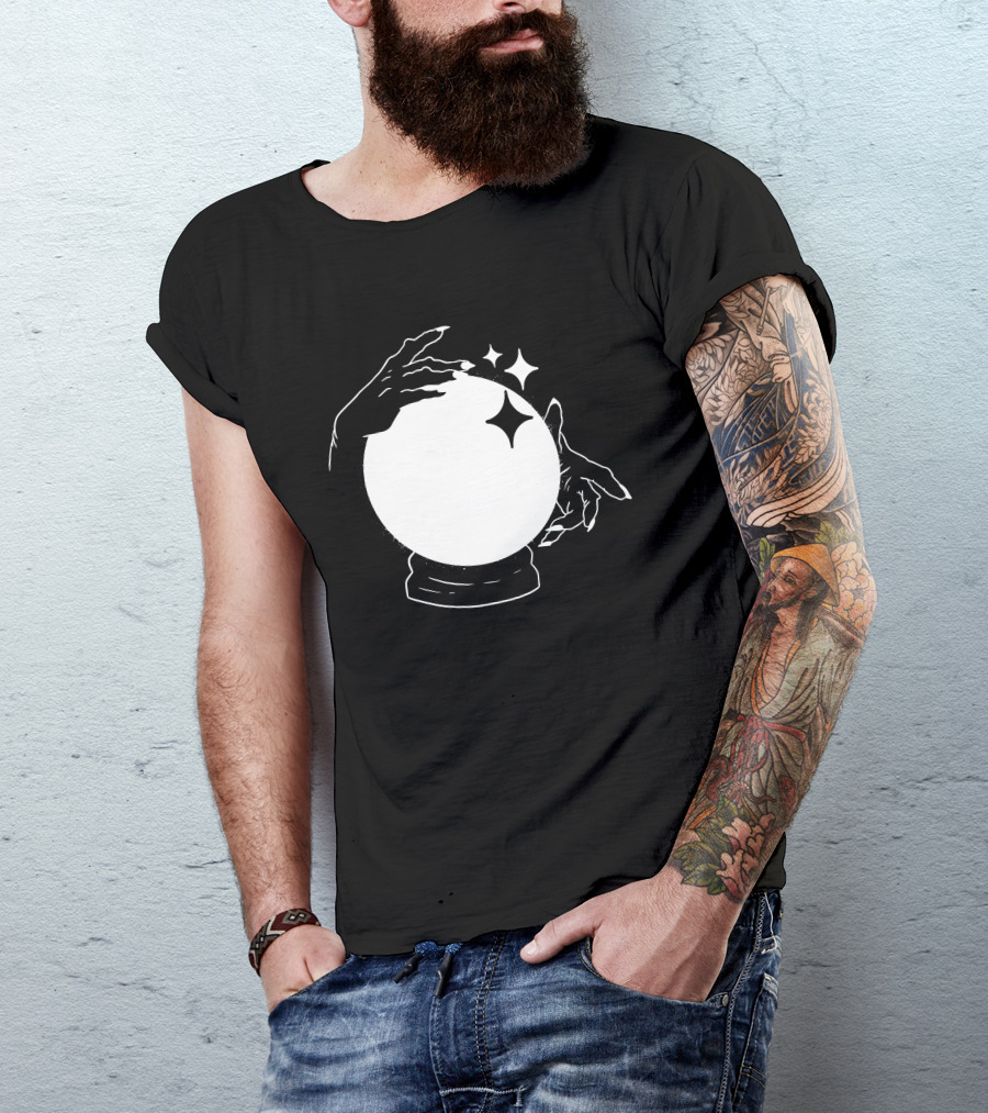 Crystal Ball Mystical Hands And Stars T-Shirt