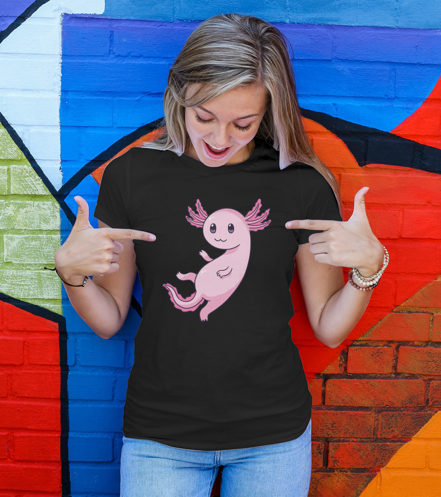 Cute Pink Axolotl Character T-Shirt
