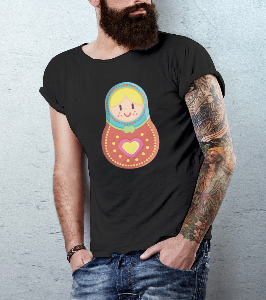 Cute Colorful Heart Matryoshka Russian Doll T-Shirt