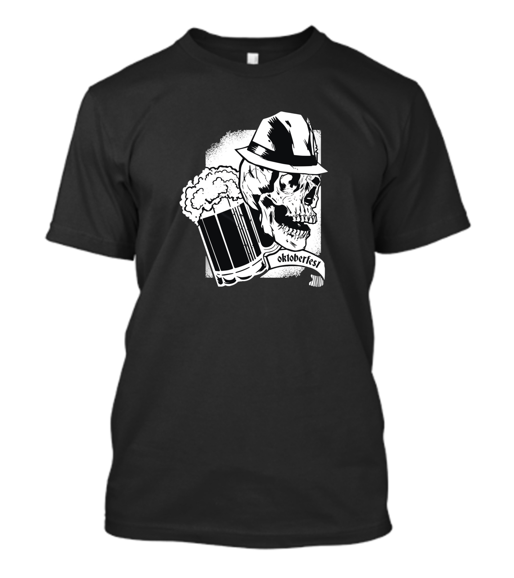 Dark Oktoberfest Skull With Beer Mug And Hat T-Shirt