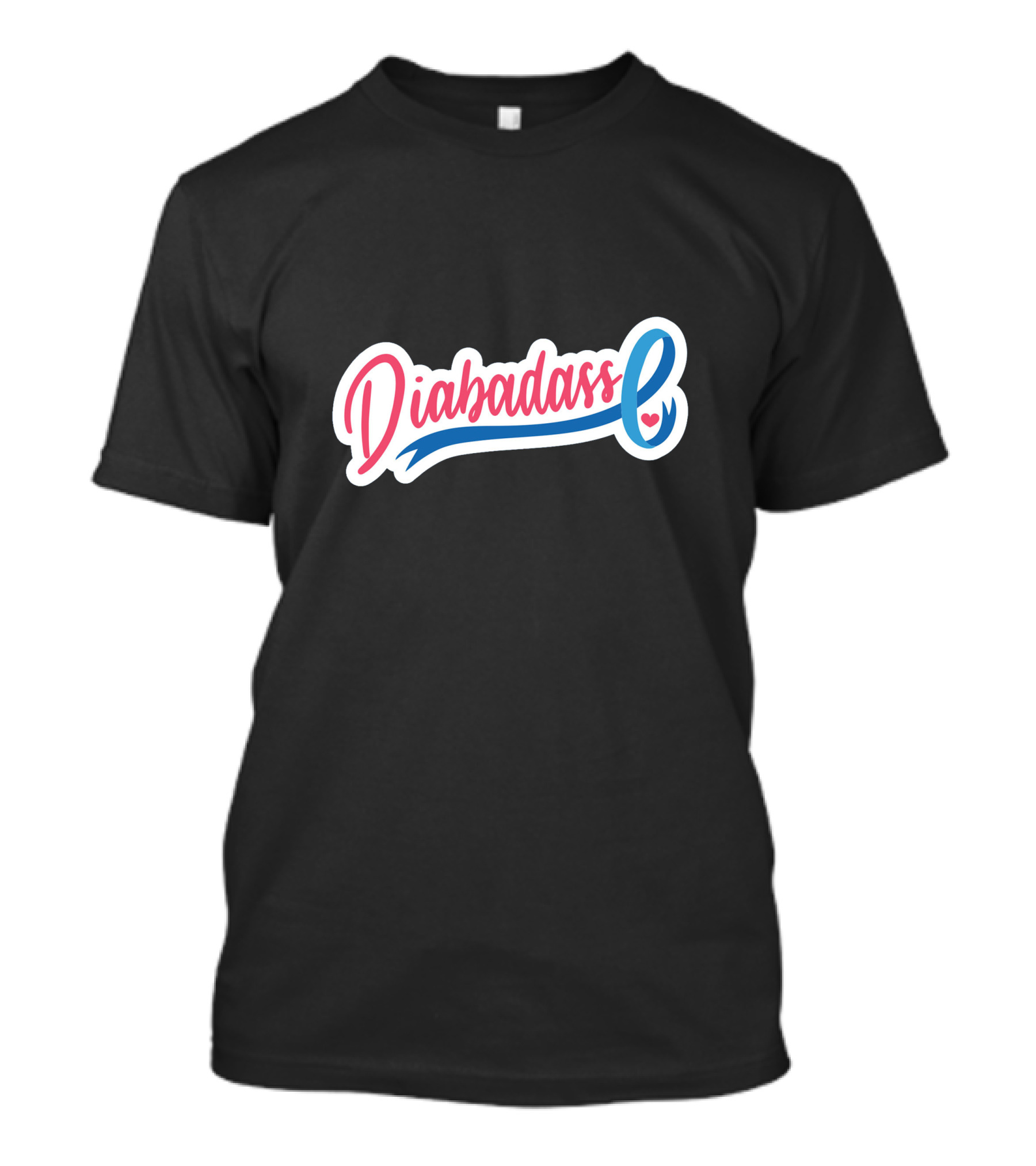 Diabadass Pink And Blue Ribbon Heart Awareness T-Shirt