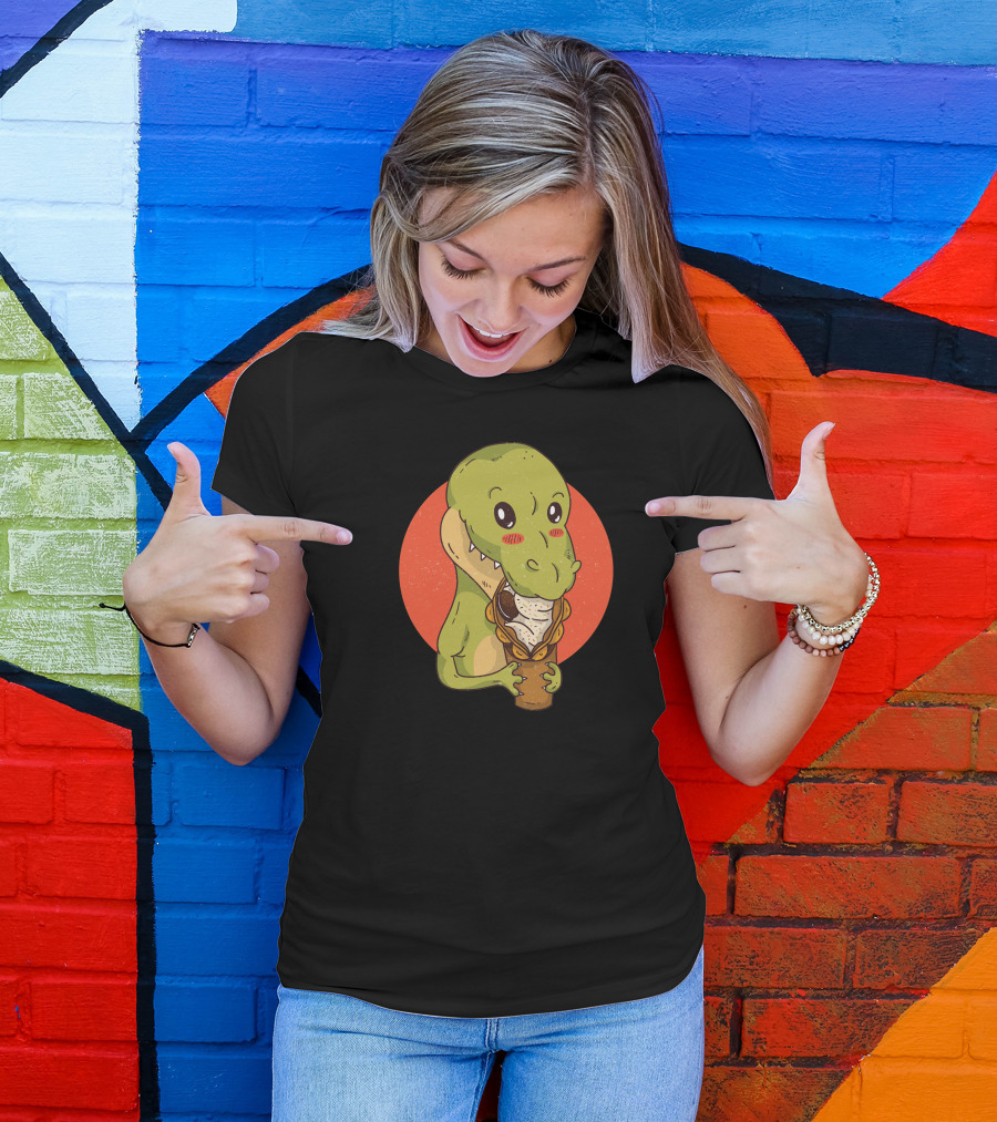 Dinosaur Snacking Ice Cream Cone Delight T-Shirt