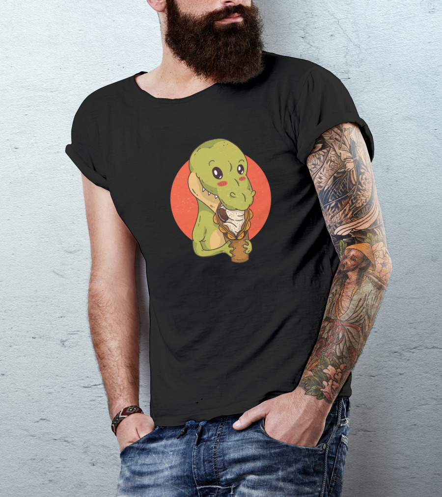 Dinosaur Snacking Ice Cream Cone Delight T-Shirt
