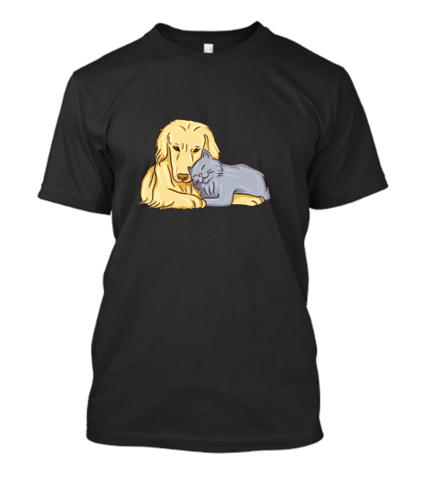 Dog And Cat Cuddling Love T-Shirt