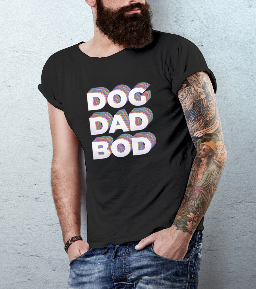DOG DAD BOD Retro Rainbow T-Shirt