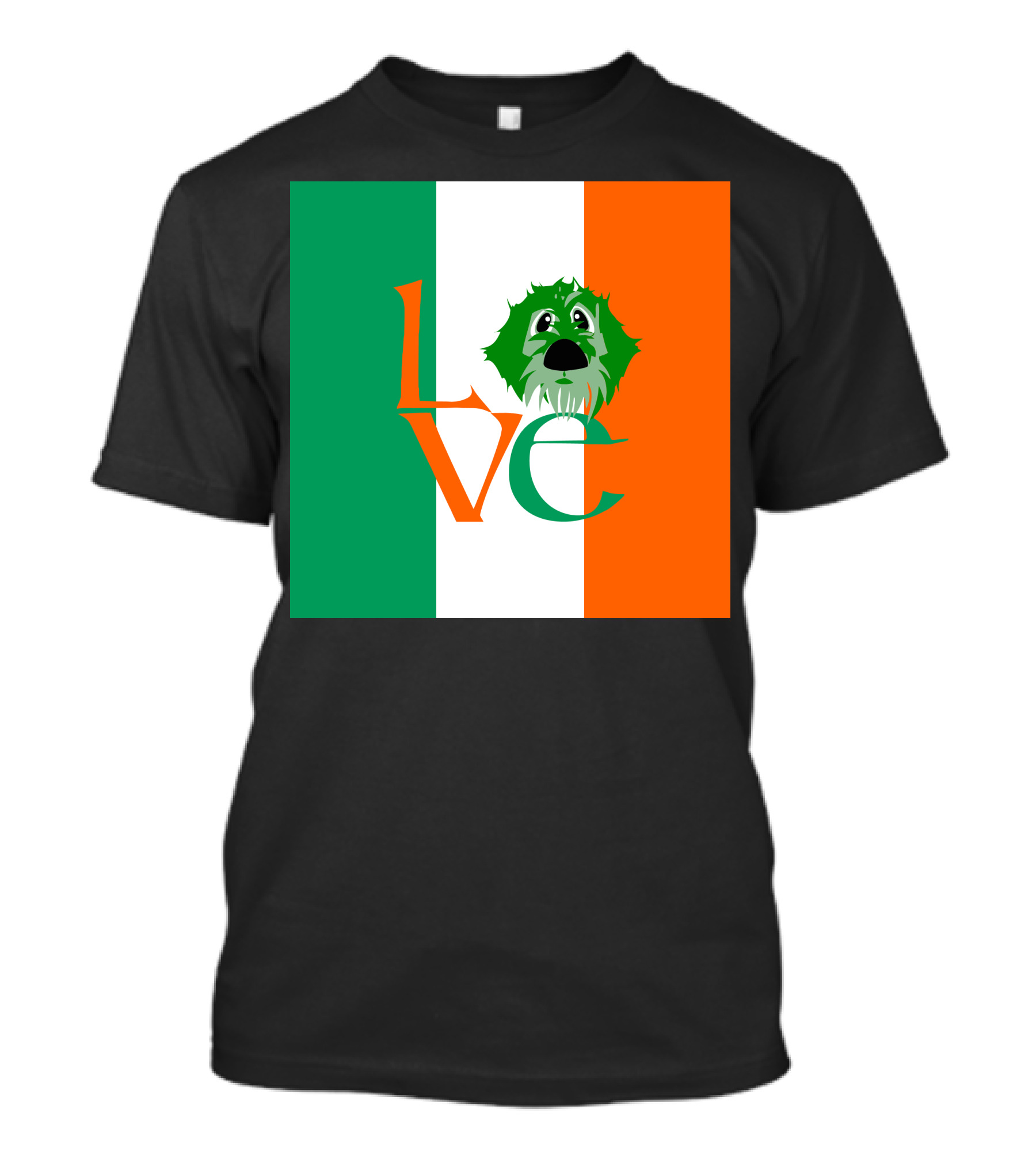Irish Flag Love Dog Face T-Shirt