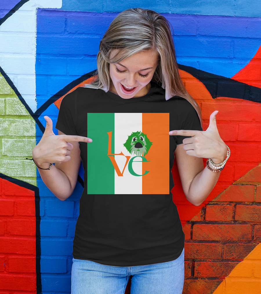 Irish Flag Love Dog Face T-Shirt