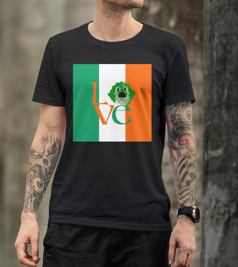 Irish Flag Love Dog Face T-Shirt
