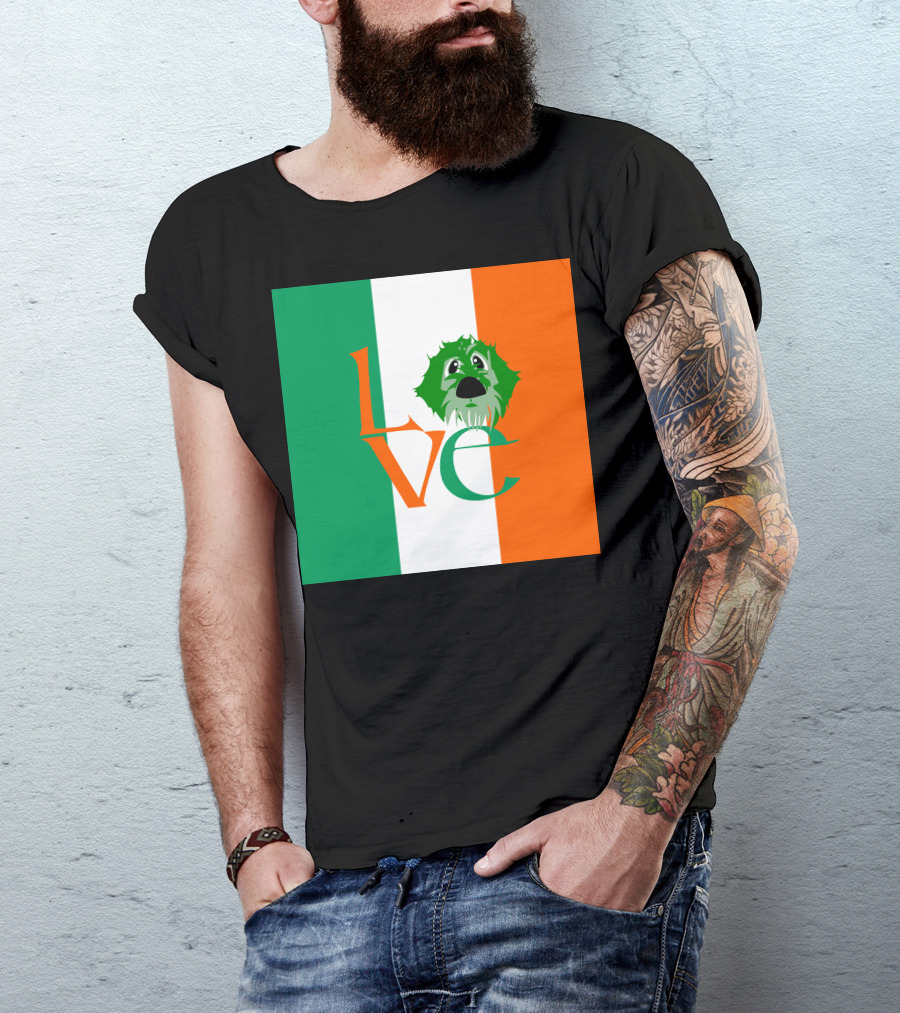 Irish Flag Love Dog Face T-Shirt