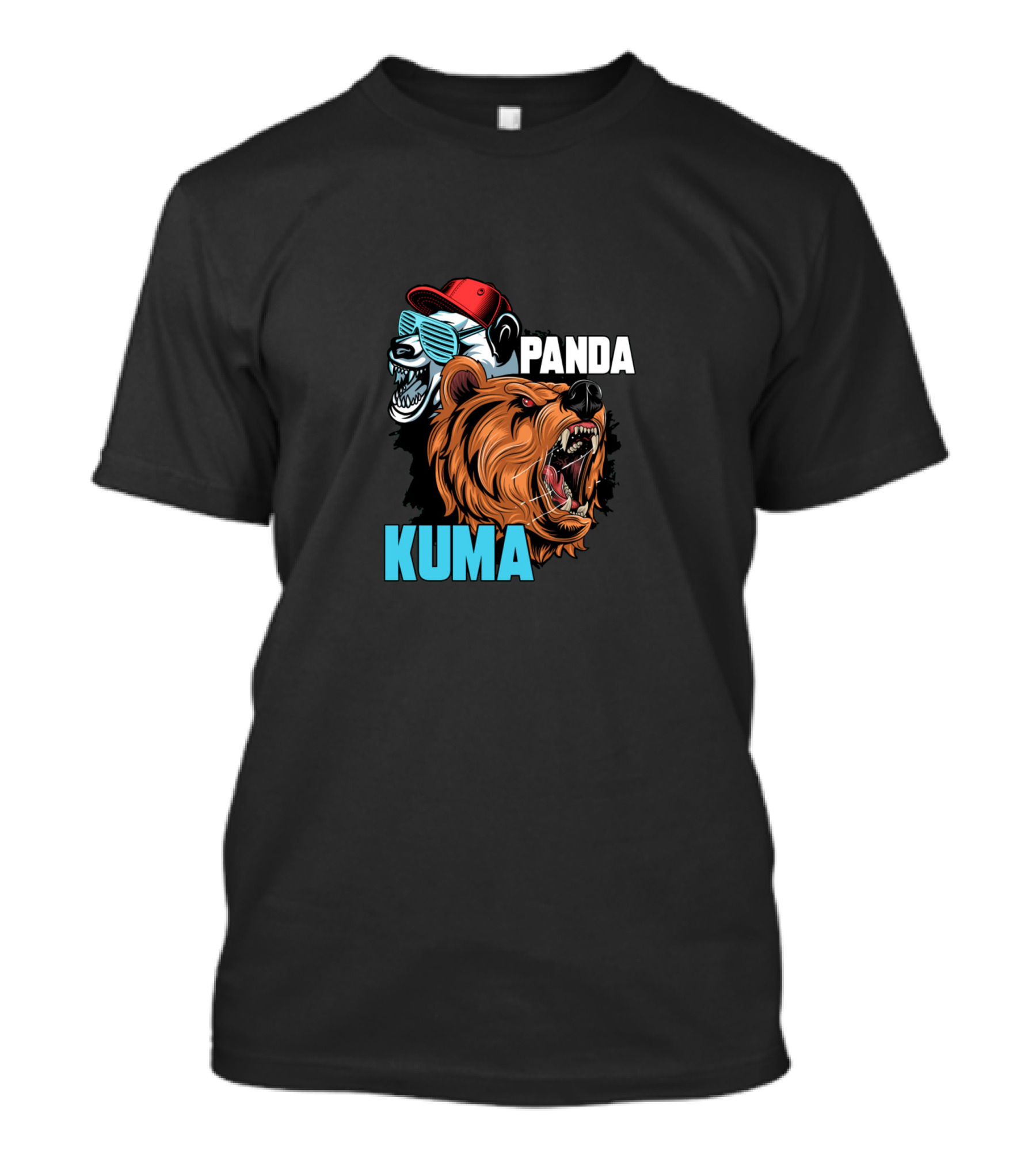 Panda Kuma Sunglasses Red Cap Roaring Bear T-Shirt
