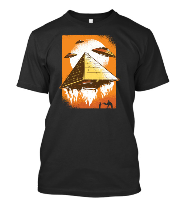 Pyramid UFO Hovering With Flying Saucers And Camel T-Shirt