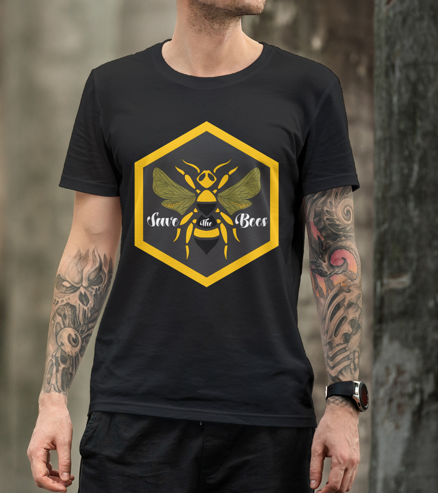 Save The Bees Hexagon Yellow Insect T-Shirt