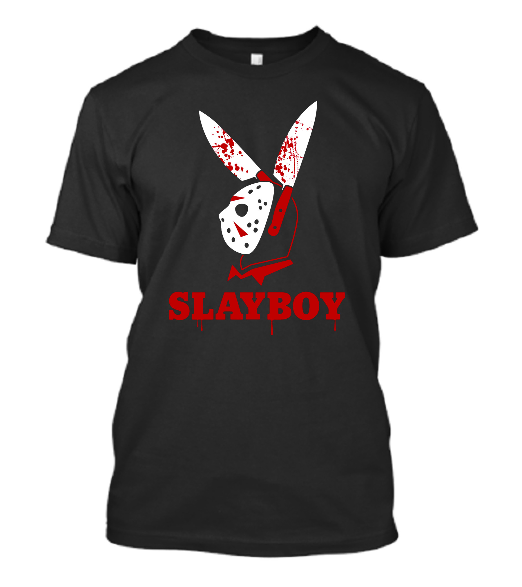 Slayboy Horror Jason Mask Bloody Bunny Knife T-Shirt