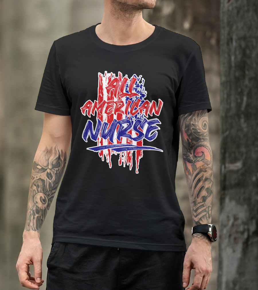 All American Nurse Red White Blue Flag T-Shirt