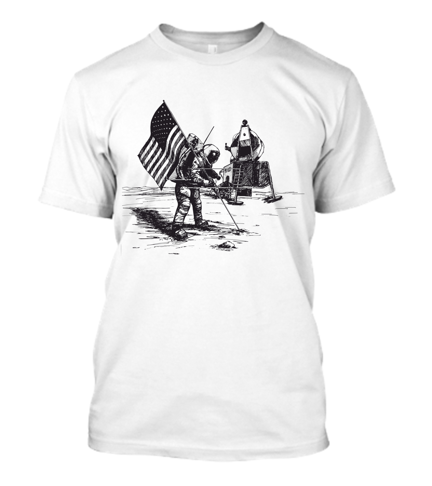 American Flag Moon Landing Astronauts T-Shirt