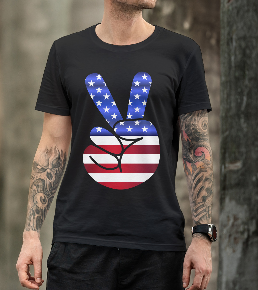 American Flag Peace Sign T-Shirt