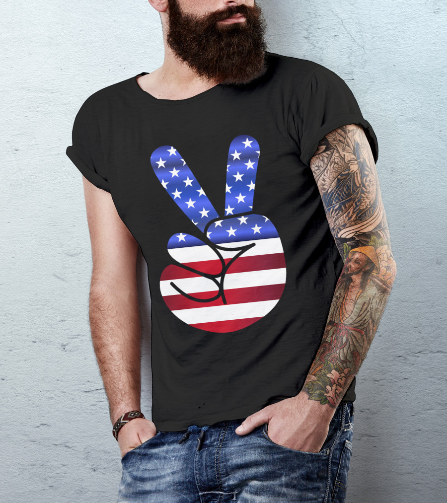 American Flag Peace Sign T-Shirt