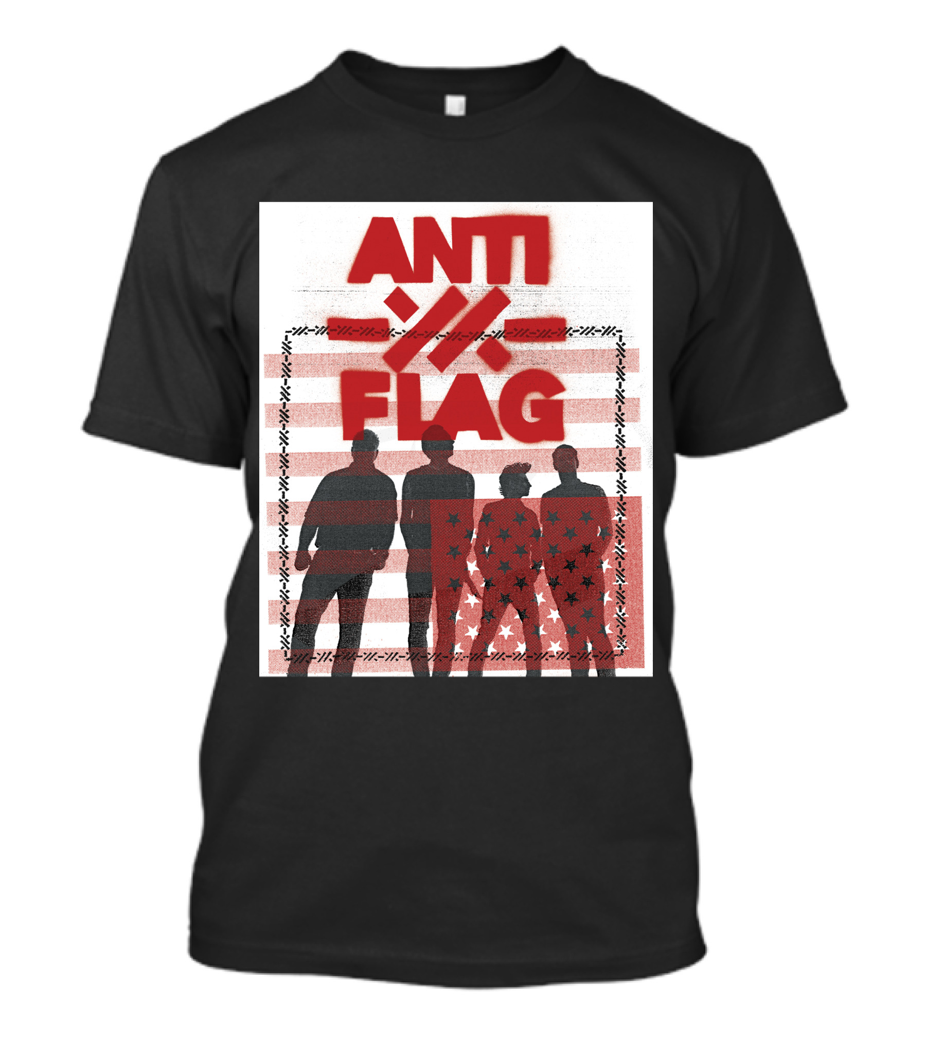 ANTI-FLAG Red Silhouettes On Striped Background With Stars T-Shirt