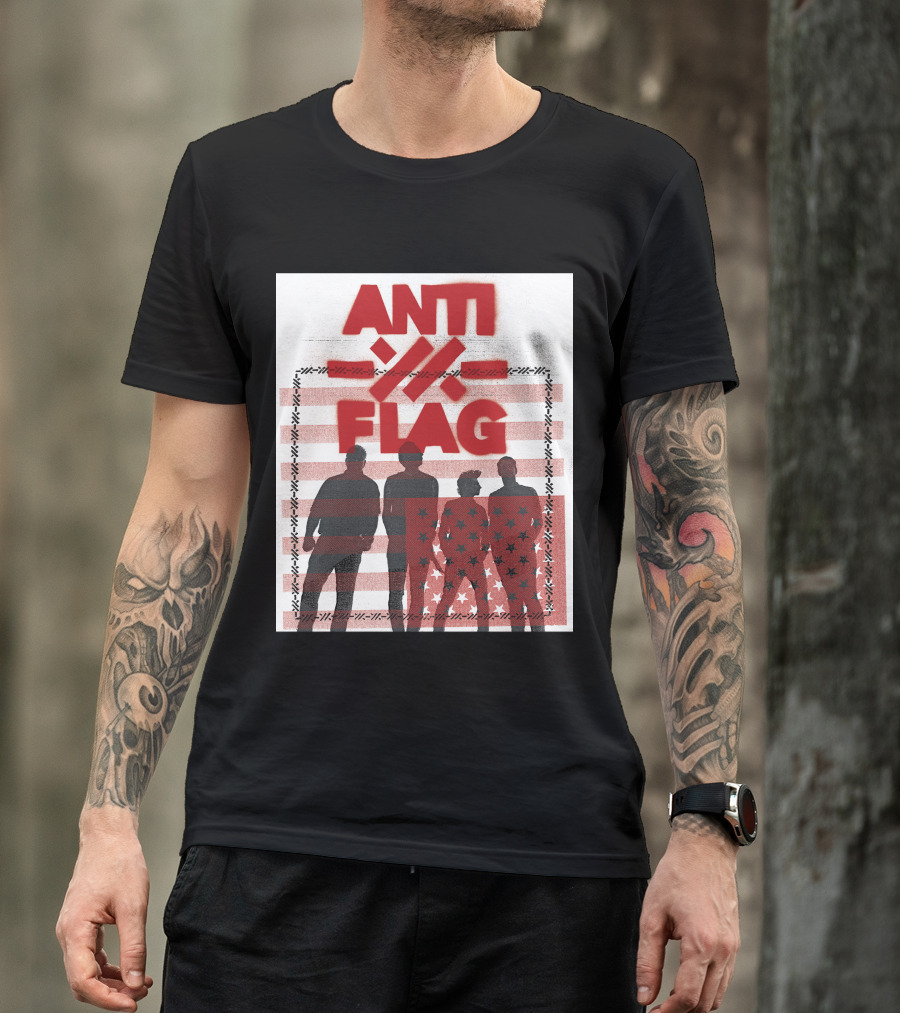 ANTI-FLAG Red Silhouettes On Striped Background With Stars T-Shirt