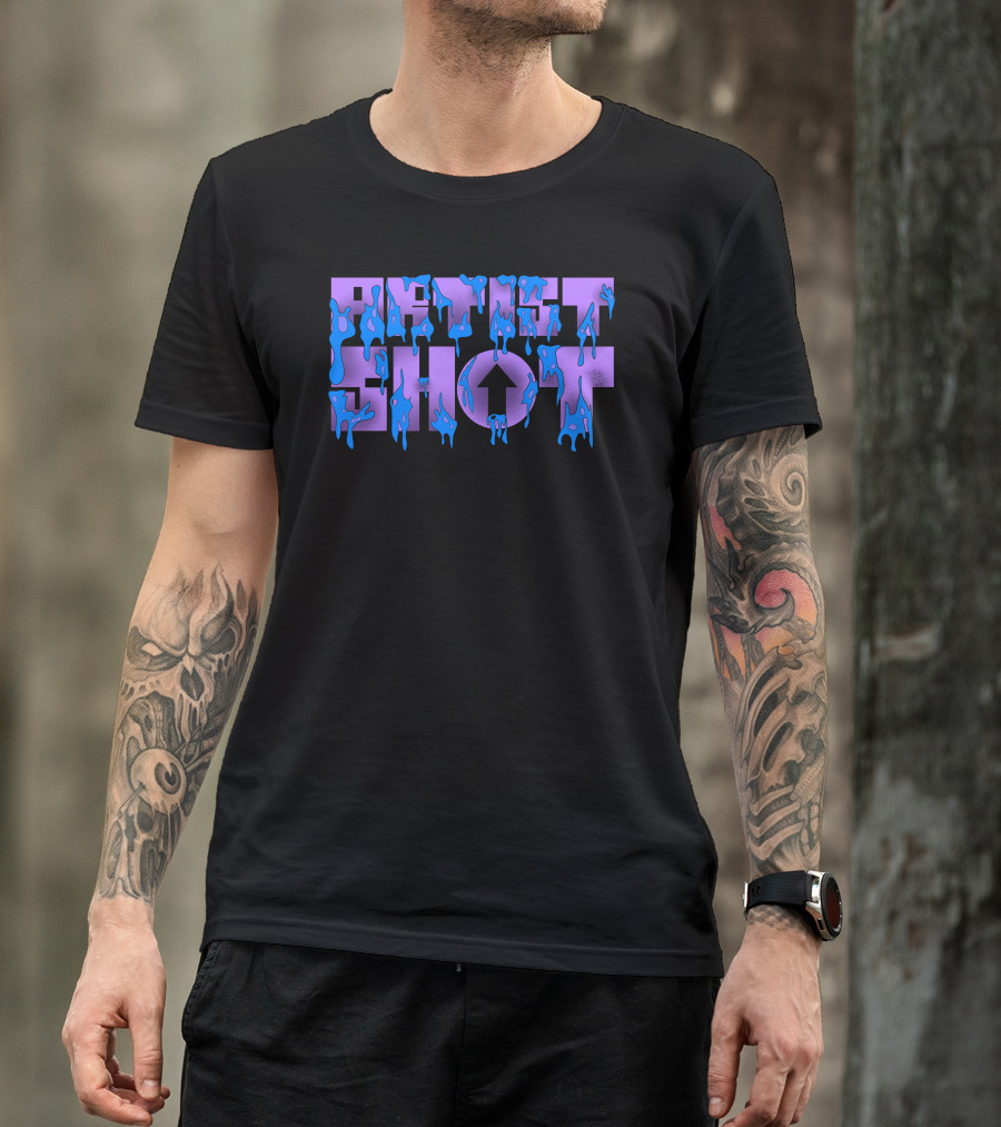 Artist Shot Molten Blue Dripping Text T-Shirt