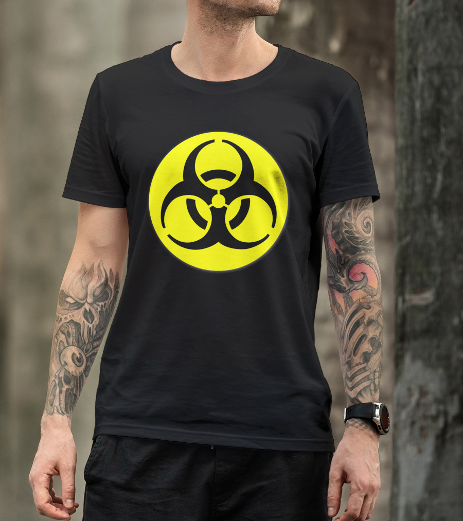 Biological Hazard Symbol Caution Yellow Warning Sign T-Shirt