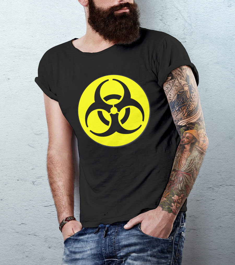 Biological Hazard Symbol Caution Yellow Warning Sign T-Shirt