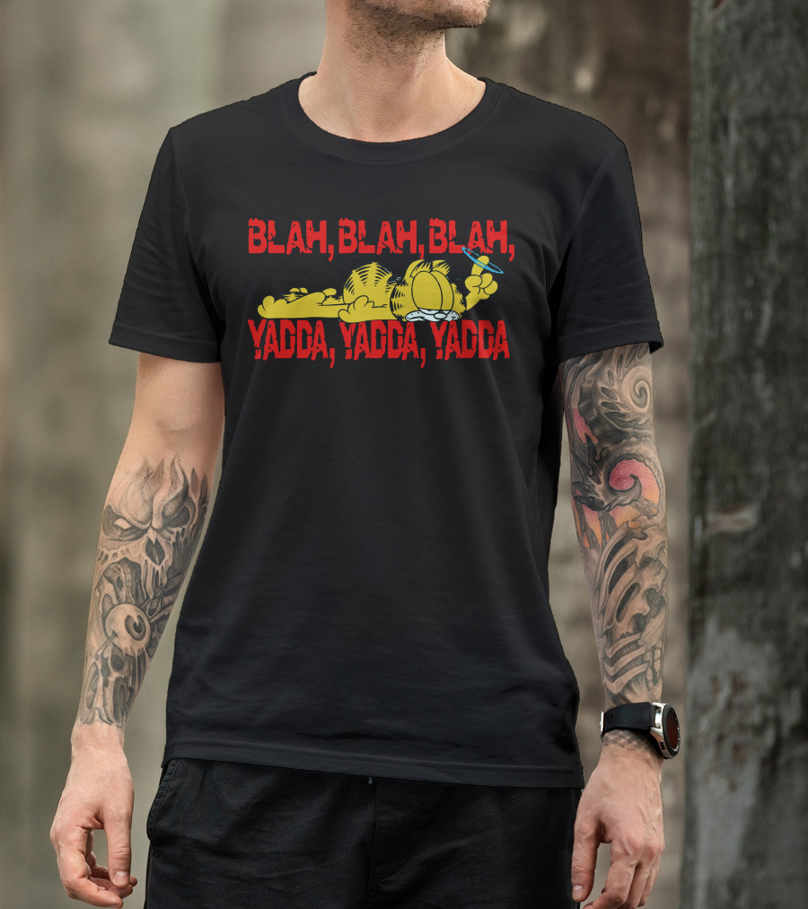 Blah Blah Blah Yadda Yadda Yadda With Comic Character Holding Flying Disc T-Shirt