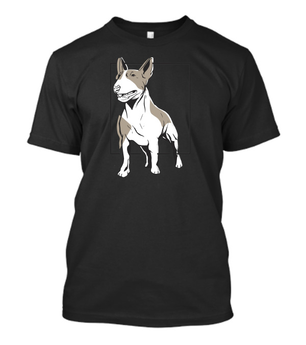 Bull Terrier Dog Illustration White And Tan T-Shirt