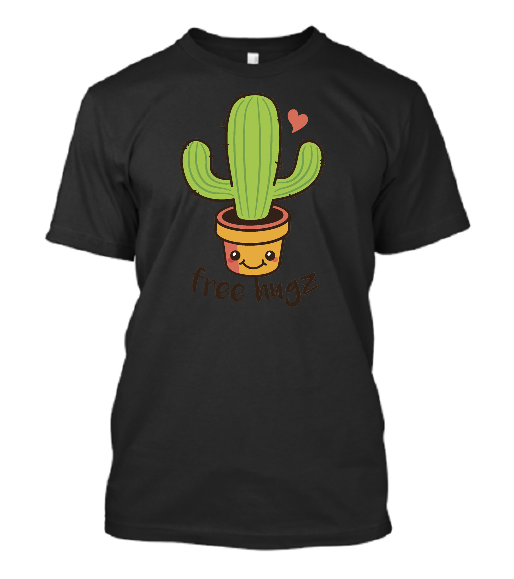 Kawaii Cactus Free Hugz Heart Smile T-Shirt