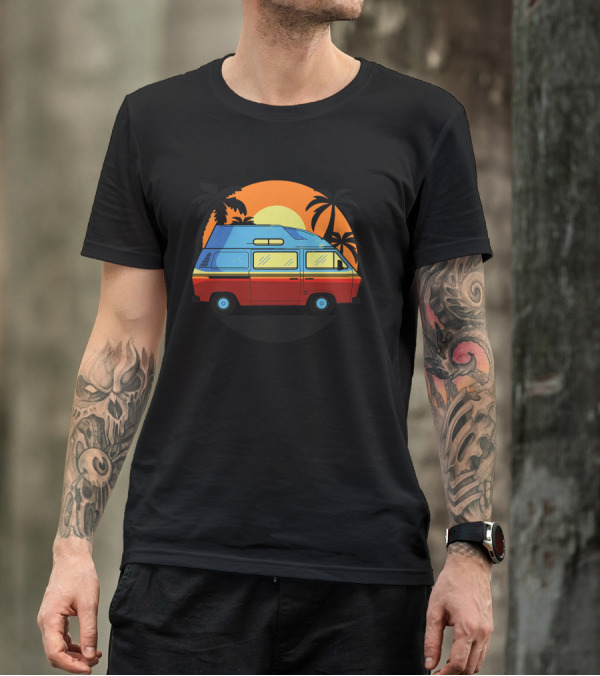 Camper Van Sunset Beach Palms T-Shirt