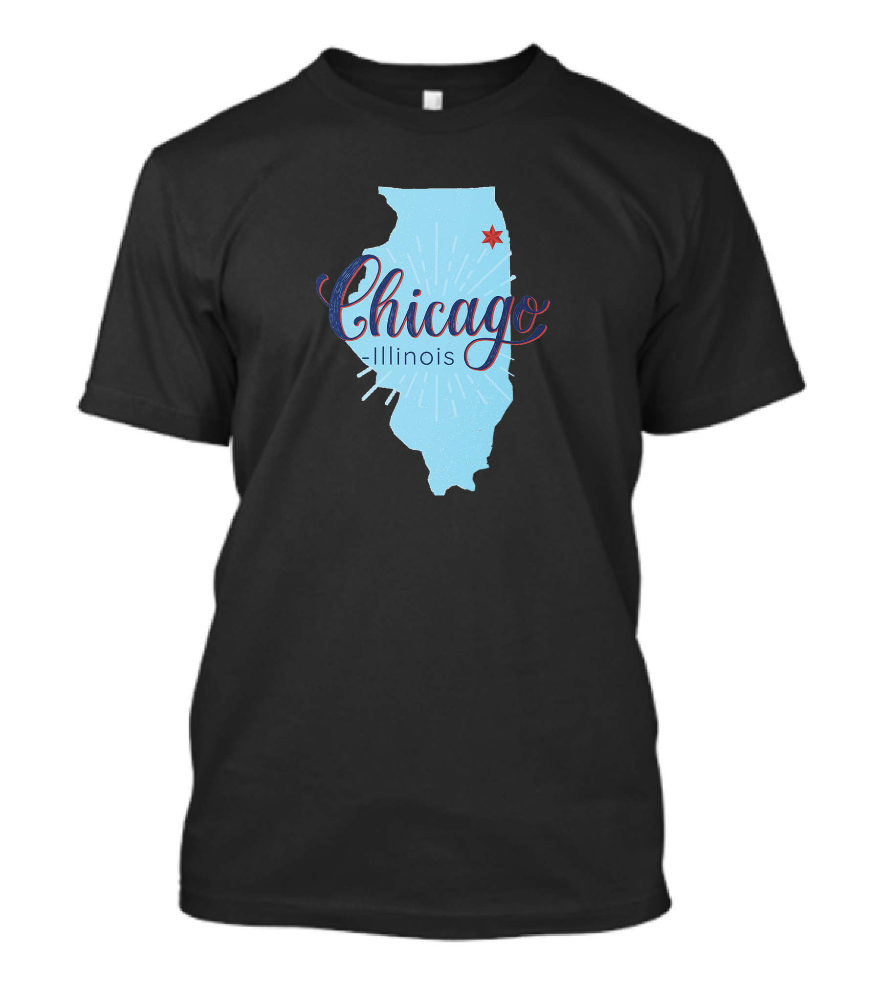 Chicago Illinois Map With Star T-Shirt