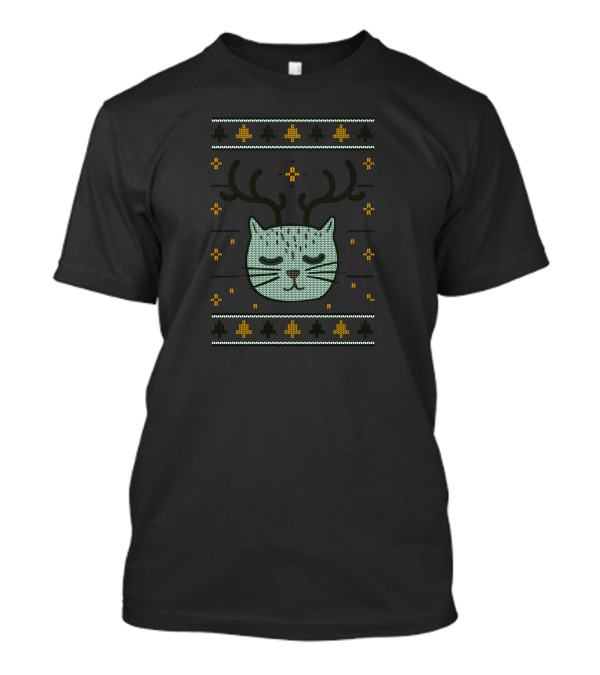 Christmas UglyCat Reindeer Festive Knit T-Shirt