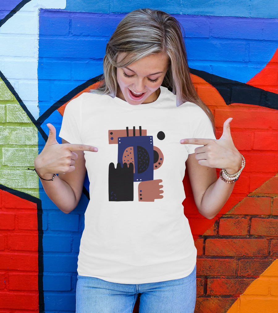 Coffee Bean Abstract Geometric Shapes T-Shirt