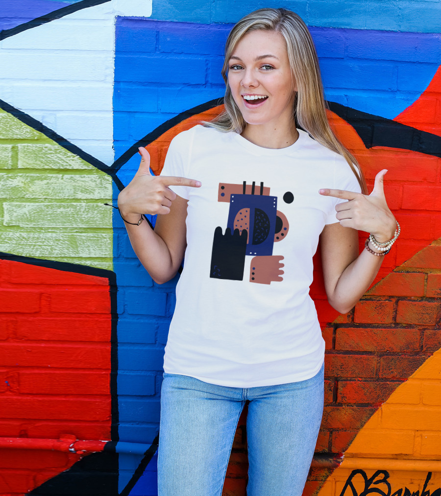 Coffee Bean Abstract Geometric Shapes T-Shirt
