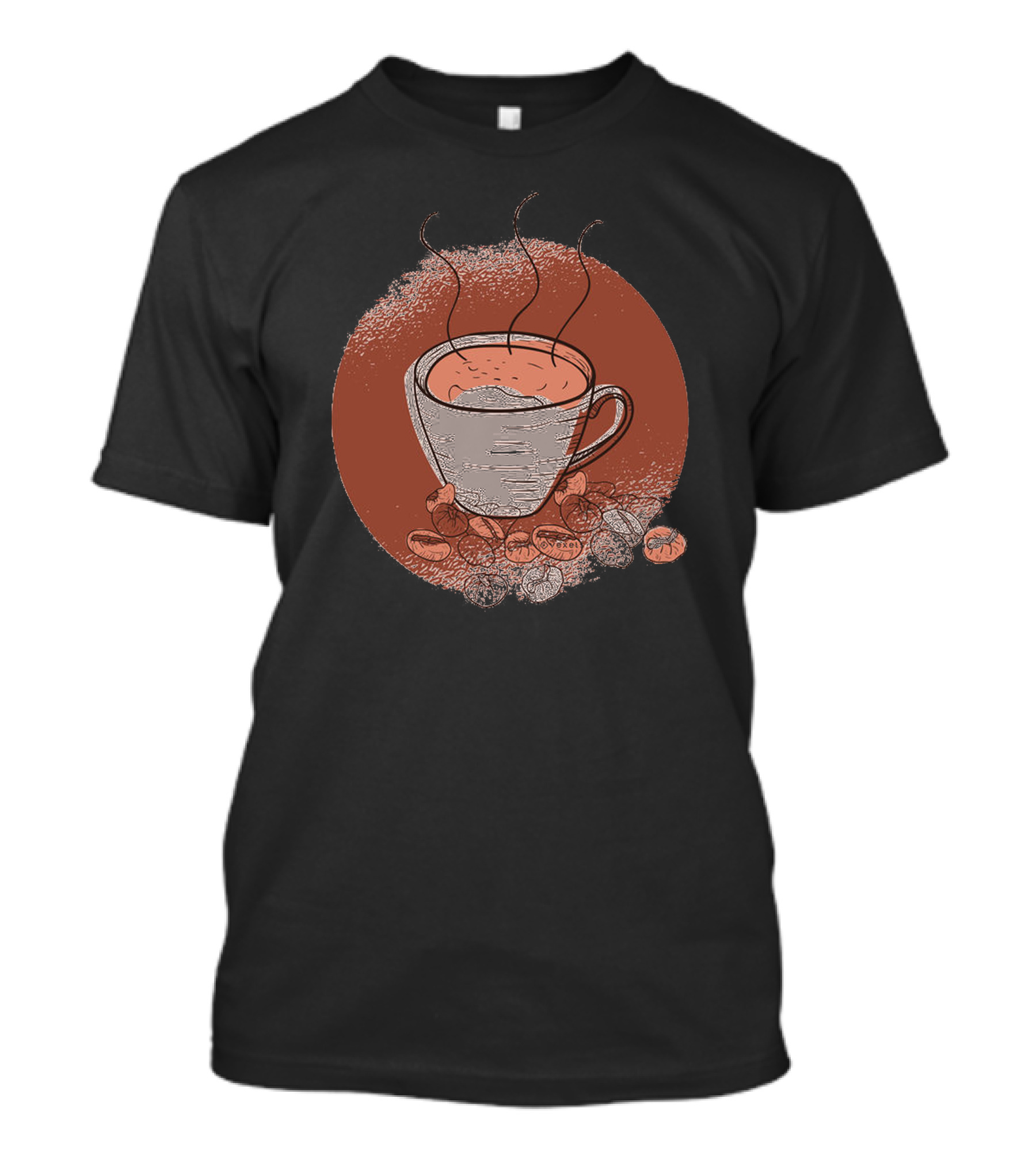 Steaming Coffee Cup Surrounded By Roasted Beans T-Shirt