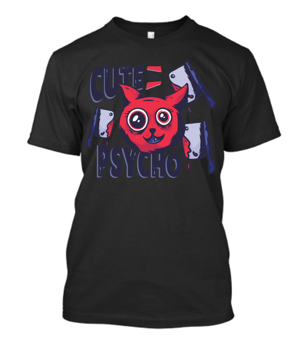 Cute But Psycho Cat With Bloody Cleavers T-Shirt