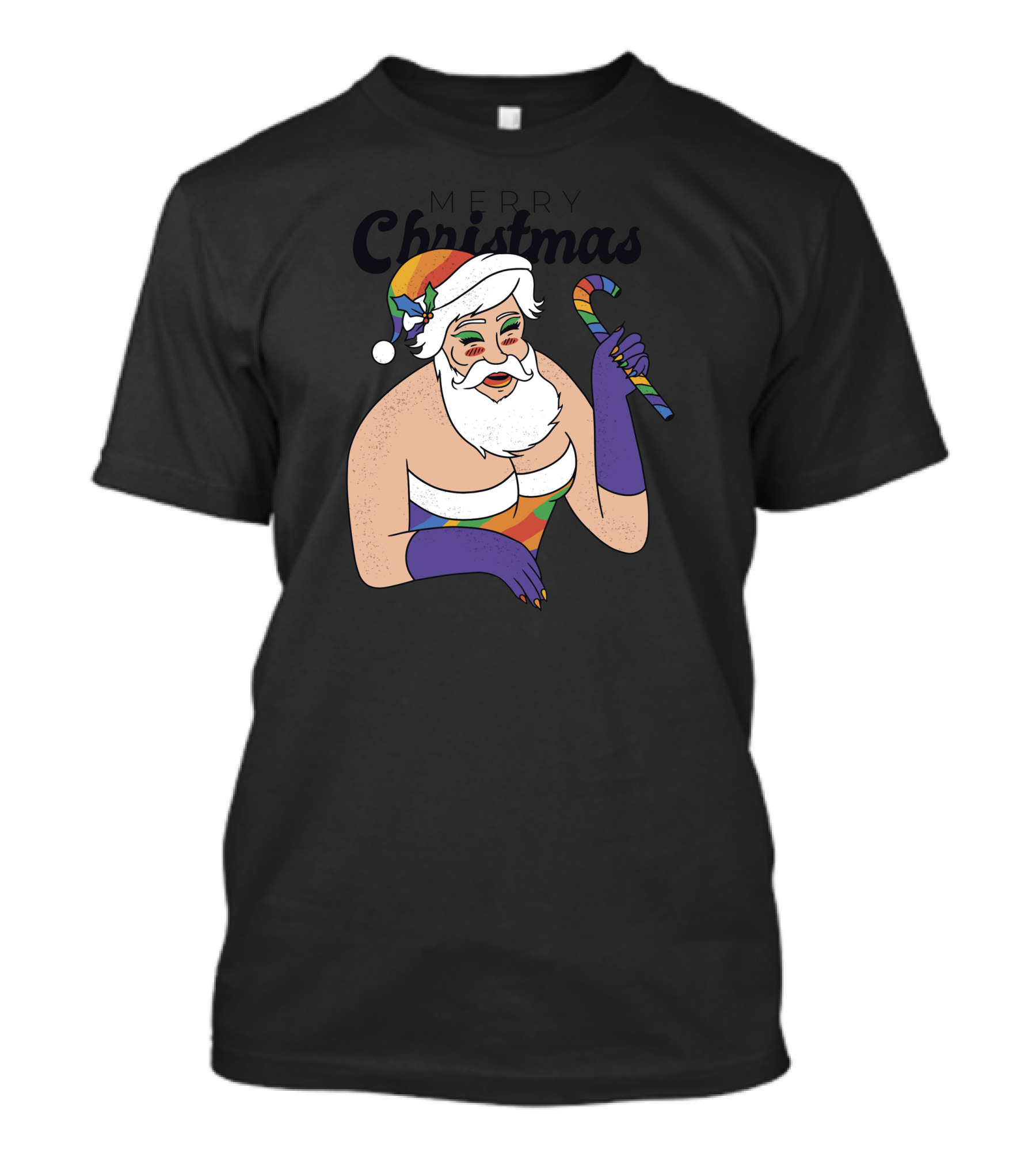 Merry Christmas Drag Queen Santa Rainbow Pride T-Shirt
