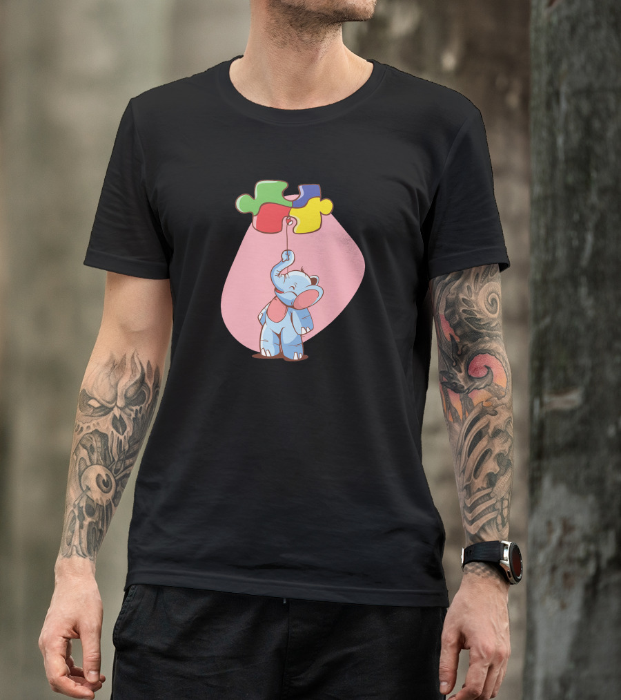 Elephant Holding Puzzle Piece Balloon T-Shirt