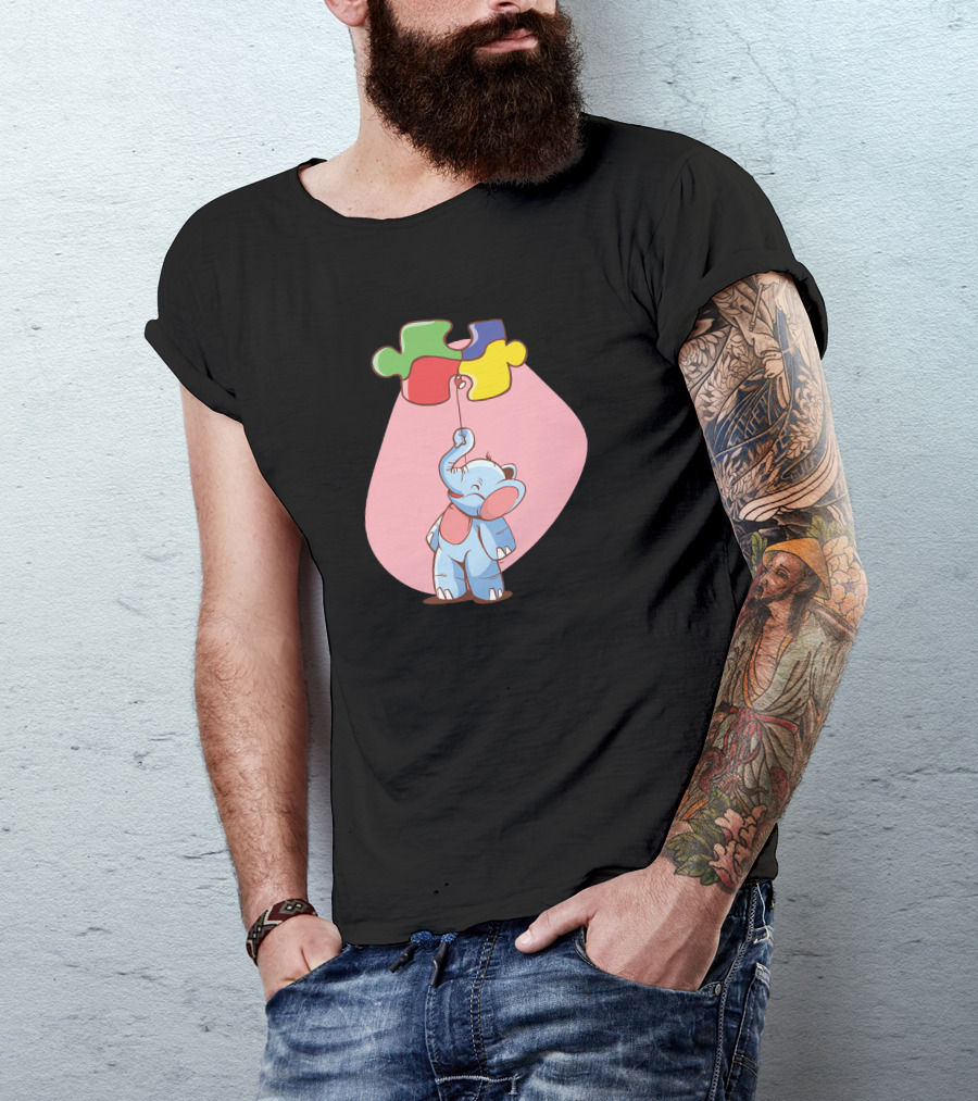Elephant Holding Puzzle Piece Balloon T-Shirt