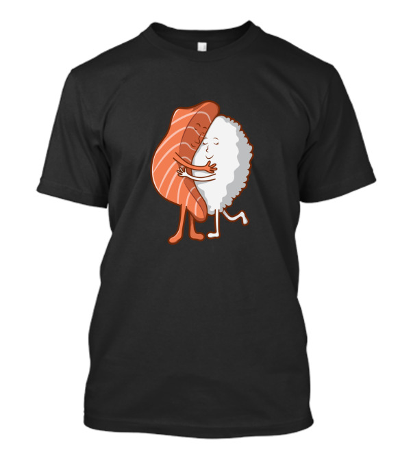 Funny Sushi Salmon Vinegar Rice Hugging Friends T-Shirt