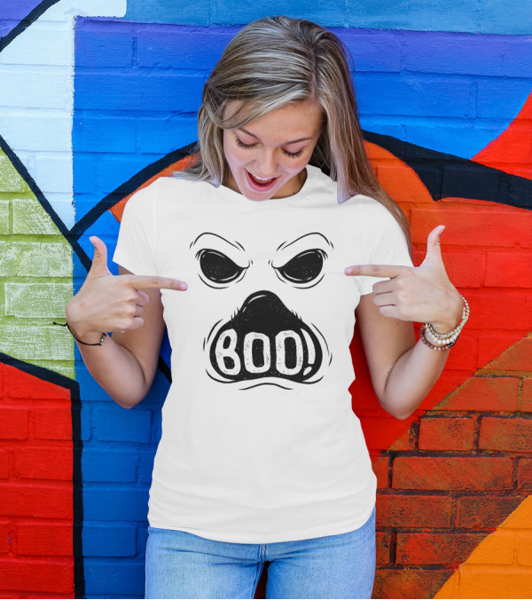 BOO Ghost Face Spooky Stare T-Shirt