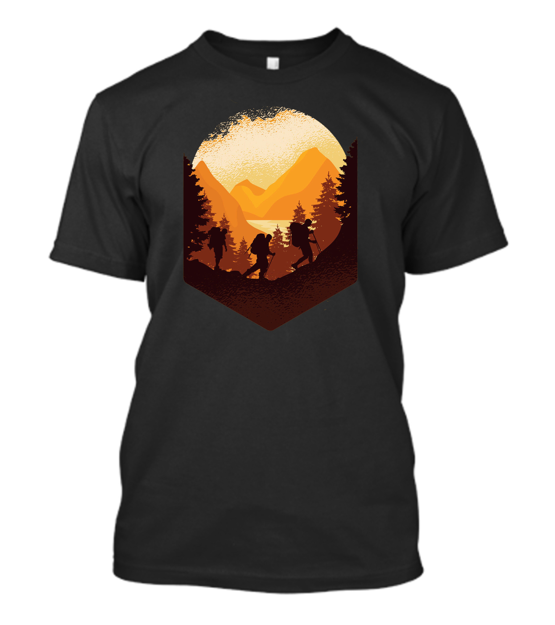 Hiking Outdoors Scenic Mountain Sunset Adventure T-Shirt