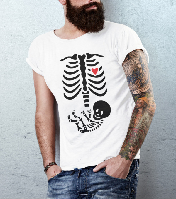 Huesitos Skeleton Ribcage Heart And Baby Skeleton T-Shirt